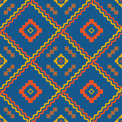 colorful ethnic pattern with geometric seamless square in for fabric pattern