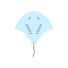Stingray flat icon. Maldives marine life. Coral island. Exotic vacation. Isolated vector stock illustration