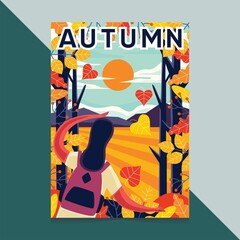 hand drawn poster with autumn vector design illustration