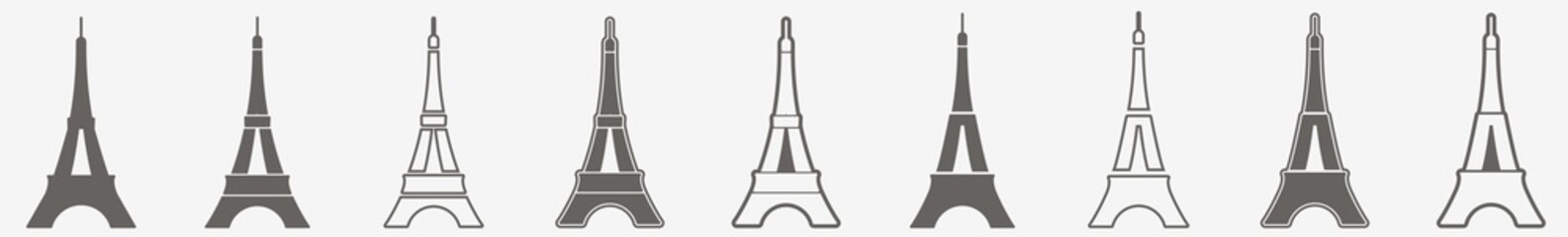 Eiffel Tower Icon Paris Set | Eiffel Towers Icon France Vector Illustration Logo | Eiffel-Tower Landmark Eifel Icon Isolated Collection