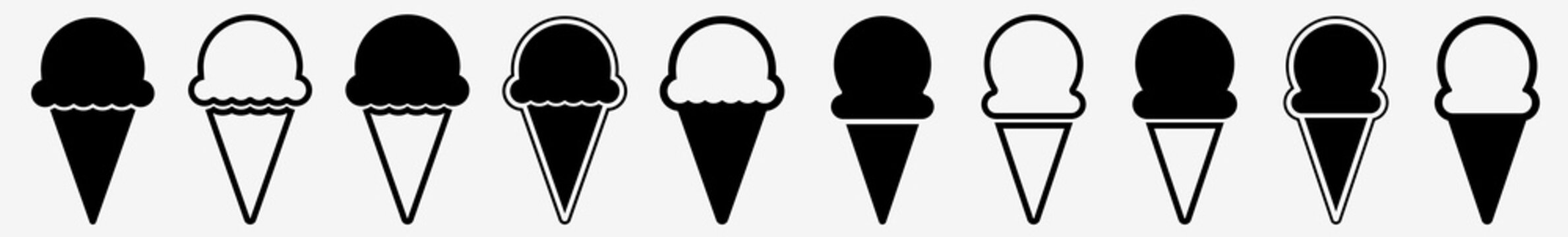 Ice-Cream Icon Waffle Ice Cream Set | Ice-Creams Icon Soft Vector Illustration Logo | Icecream Sorbet Ice-Cream Cone Icon Isolated Collection