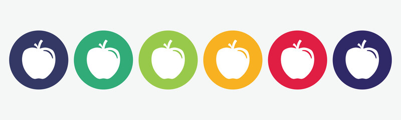 Set collection 6 buttons apple icon.