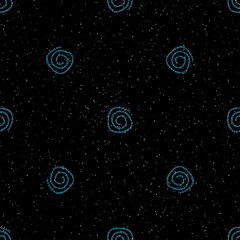 Hand Drawn Snowflakes Christmas Seamless Pattern. Subtle Flying Snow Flakes on chalk snowflakes Background. Authentic chalk handdrawn snow overlay. Superb holiday season decoration.