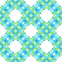 Mosaic seamless pattern. Green juicy boho chic