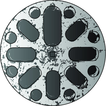 Beautiful vintage film or movie reel with a grunge or rusty texture in a very cool pop art style from the art deco period