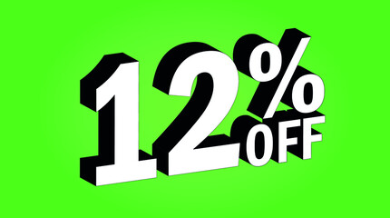 Sale tag 12 percent off - 3D and green - for promotion offers and discounts.