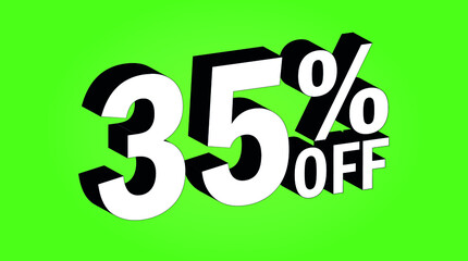 Sale tag 35 percent off - 3D and green - for promotion offers and discounts.