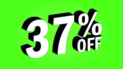 Sale tag 37 percent off - 3D and green - for promotion offers and discounts.