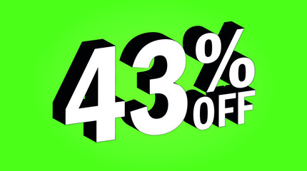 Sale tag 43 percent off - 3D and green - for promotion offers and discounts.