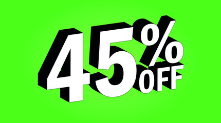 Sale tag 45 percent off - 3D and green - for promotion offers and discounts.