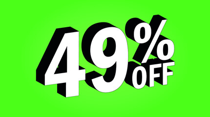 Sale tag 49 percent off - 3D and green - for promotion offers and discounts.