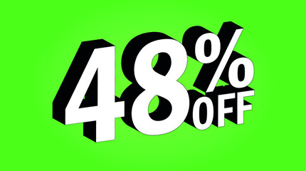 Sale tag 48 percent off - 3D and green - for promotion offers and discounts.