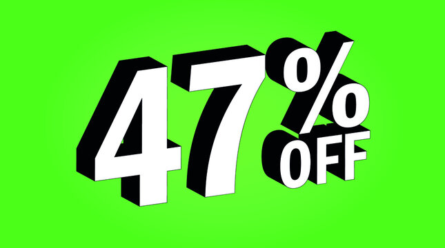 Sale tag 47 percent off - 3D and green - for promotion offers and discounts.