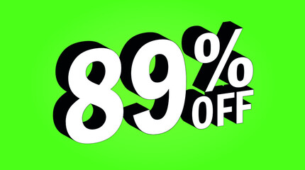 Sale tag 89 percent off - 3D and green - for promotion offers and discounts.