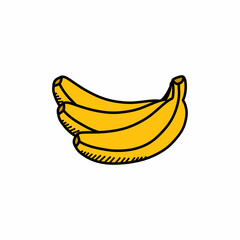 bananas doodle icon, vector color line illustration
