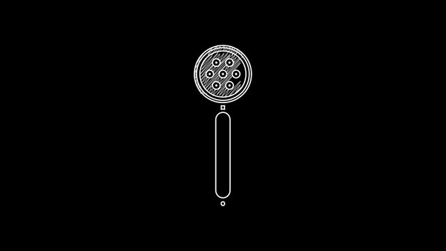 White line Strainer spoon icon isolated on black background. 4K Video motion graphic animation