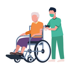nurse with grandmother in wheelchair
