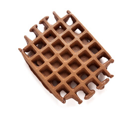 Delicious Chocolate Belgian Waffle on white background
