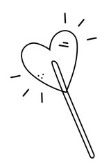 Heart lollipop. Candy Valentine's day concept for a postcard or a poster. Vector illustration in doodle style isolated on white background.