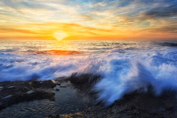 Sea Turim beach front splash froze sun