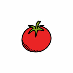 tomato doodle icon, vector color line illustration