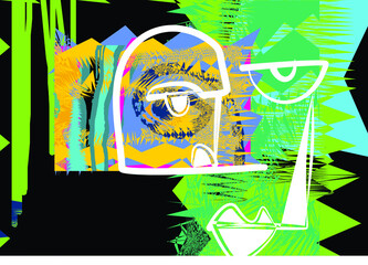 Design a very exclusive abstract surreal face trend graphic art, for multiple purposes, vector EPS 10 