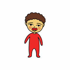 baby doodle icon, vector color line illustration