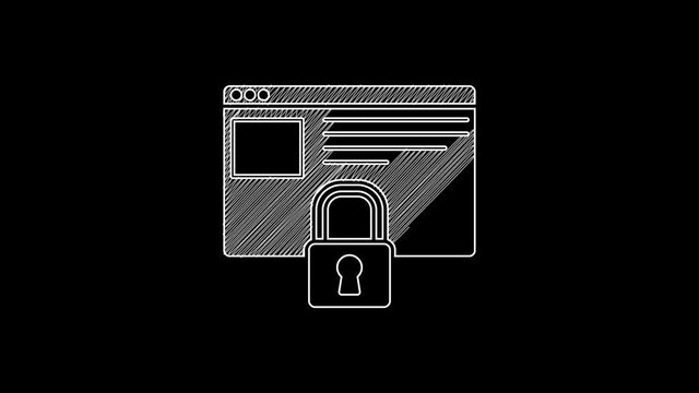 White line Secure your site with HTTPS, SSL icon isolated on black background. Internet communication protocol. 4K Video motion graphic animation
