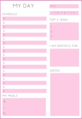 minimalist planner, my day, and writing sheets vector,printable to do list. Business organizer page. Paper sheet. Realistic vector illustration.