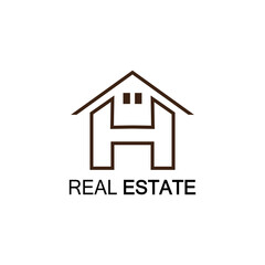 letter H housing logo simple line design template