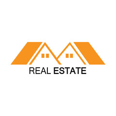 m initials real estate logo illustration design template