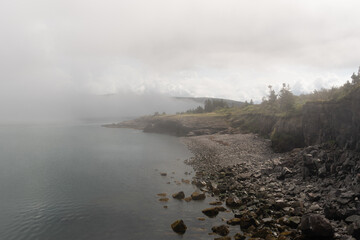 Fog coming in over the landscape