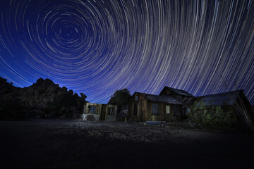 Star Trails Long Exposure in an Old Mining Town in California