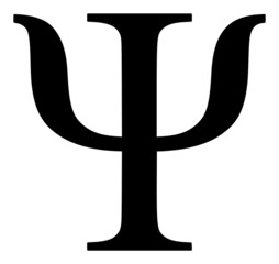 Psi Greek letter vector illustration. Flat illustration iconic design of Psi Greek letter, isolated on a white background. - obrazy, fototapety, plakaty