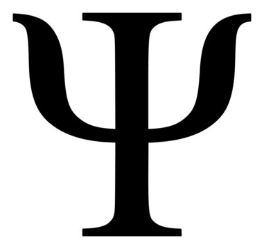 Psi Greek letter vector illustration. Flat illustration iconic design of Psi Greek letter, isolated on a white background.