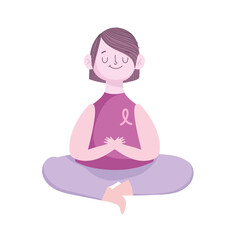 relaxing woman with pink ribbon