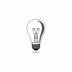 Light bulb logo, with a white outline and background, an old light bulb that glows yellow
