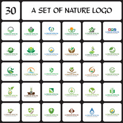 a set of agriculture logo , a set of nature logo