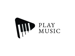 play music logo design concept. piano illustrations