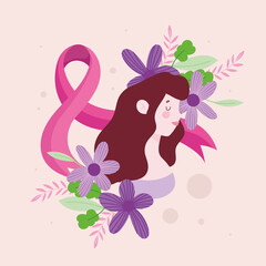 cute woman and pink ribbon