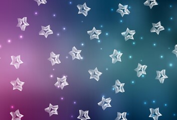 Light Blue, Red vector background with colored stars.