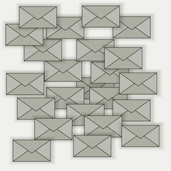 A lot of grey envelopes icon. Email message symbol. Communication idea. Computer sign. Vector illustration. Stock image.