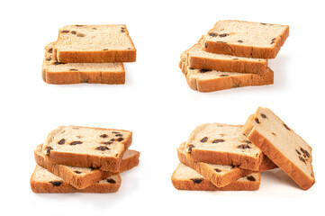 Set of Slice breads isolated on white background.