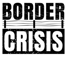 Border crisis design with barbed wire fence