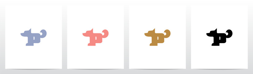 Alphabet Shaped Dog Letter Logo Design P