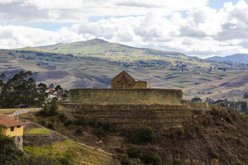 A distant view of the ruins of Ingapirca, Ecuador