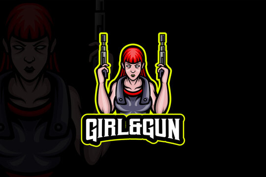 Girl & Gun - Esport Logo Template