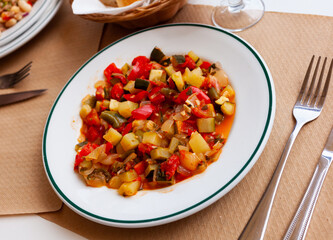 Stewed vegetables - bell peppers, zucchini and parsley