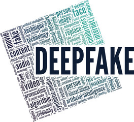 Deepfake vector illustration word cloud isolated on white background.