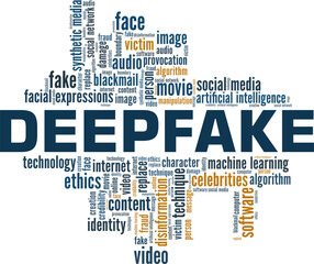 Deepfake vector illustration word cloud isolated on white background.